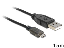 KABEL USB microUSB 1.5M CZARNY + DIODA LED PRACA
