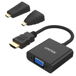 Unitek Y-6355 adapter Micro/Mini HDMI do VGA+audio