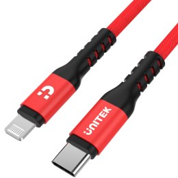 Unitek Przewód USB-C-Lightning 1m MFi czerwony
