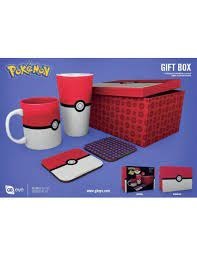 Pokemon - Pokeball gift set: mug, glass, 2 x coasters / zestaw prezentowy Pokemon - Pokeball: kubek, szklanka, 2 x podkładka - A