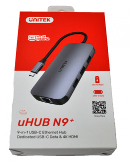Unitek Hub N9+ USB-C HDMI PD 100W czytnik kart 9w1