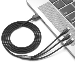 XO kabel NB173 3w1 USB - Lightning + USB-C + microUSB 1,2 m 2,4A czarny