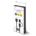 Kabel oplot Micro USB typ B +typ C do USB A 2.0 1m