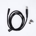 Maxlife kabel magnetyczny MXUC-03 USB - Lightning + USB-C + microUSB 1,0 m 3A czarny nylonowy