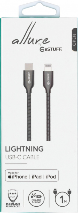 eSTUFF USB-C Lightning Cable MFI 1m Gunmetal
